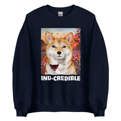 Funny Shiba Inu graphic sweatshirt in navy by Boozy Fox