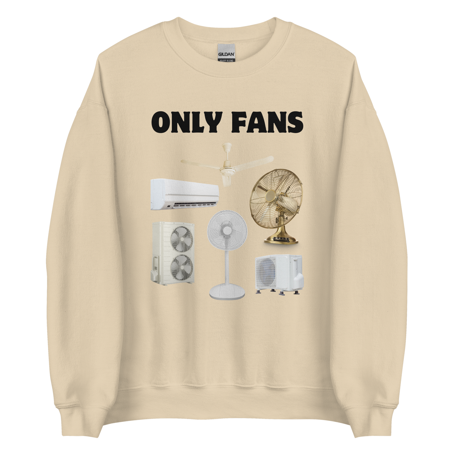 Sand Colored Only Fans Sweatshirt featuring a fun Fans graphic on the chest - Best Graphic Sweatshirts - Boozy Fox