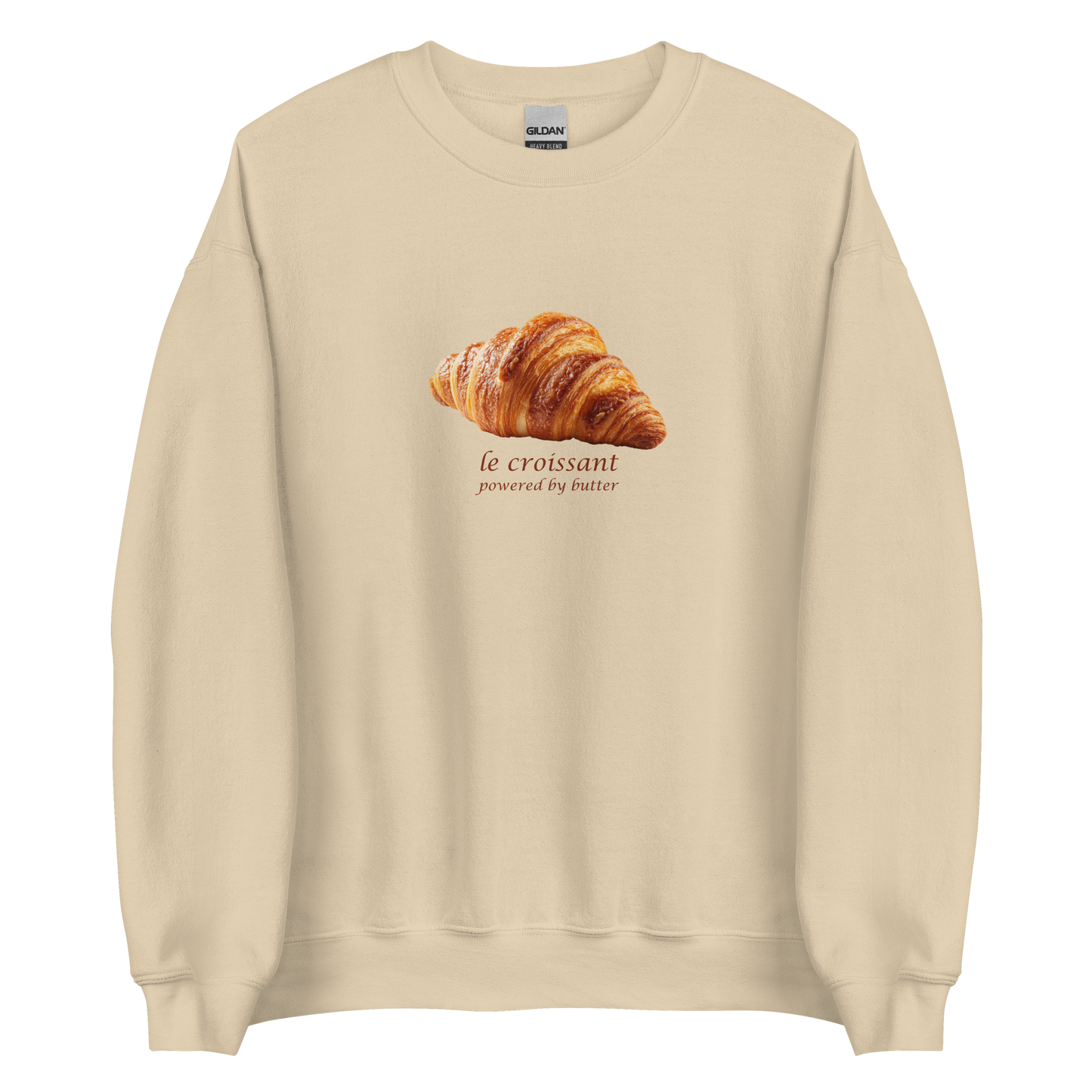 Funny Le Croissant graphic sweatshirt in sand by Boozy Fox