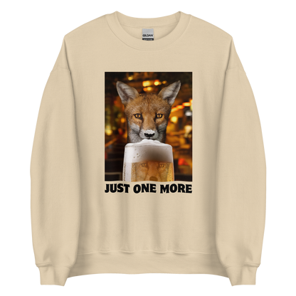 Funny Just One More Fox graphic sweatshirt in sand by Boozy Fox