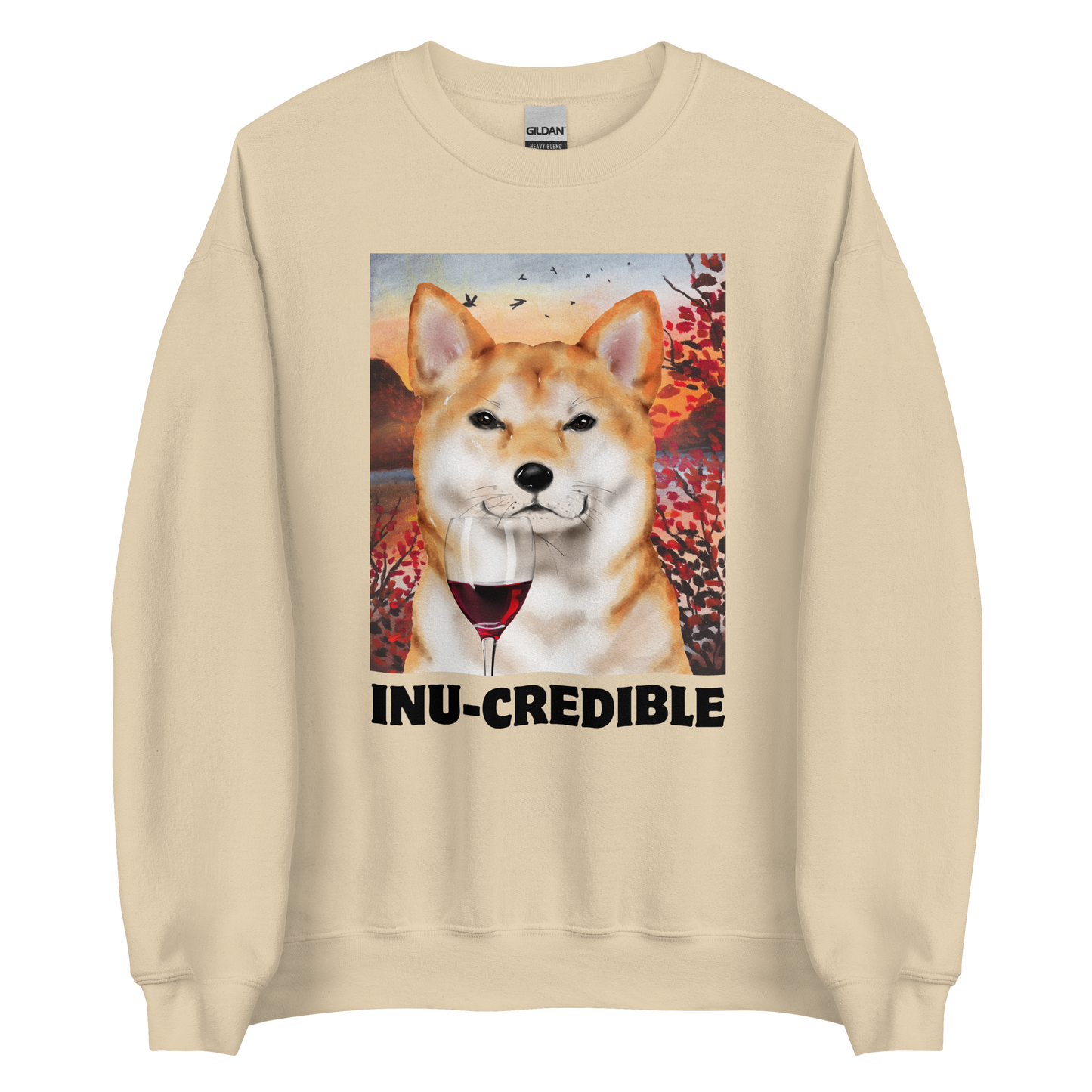 Funny Shiba Inu graphic sweatshirt in sand by Boozy Fox