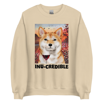 Funny Shiba Inu graphic sweatshirt in sand by Boozy Fox