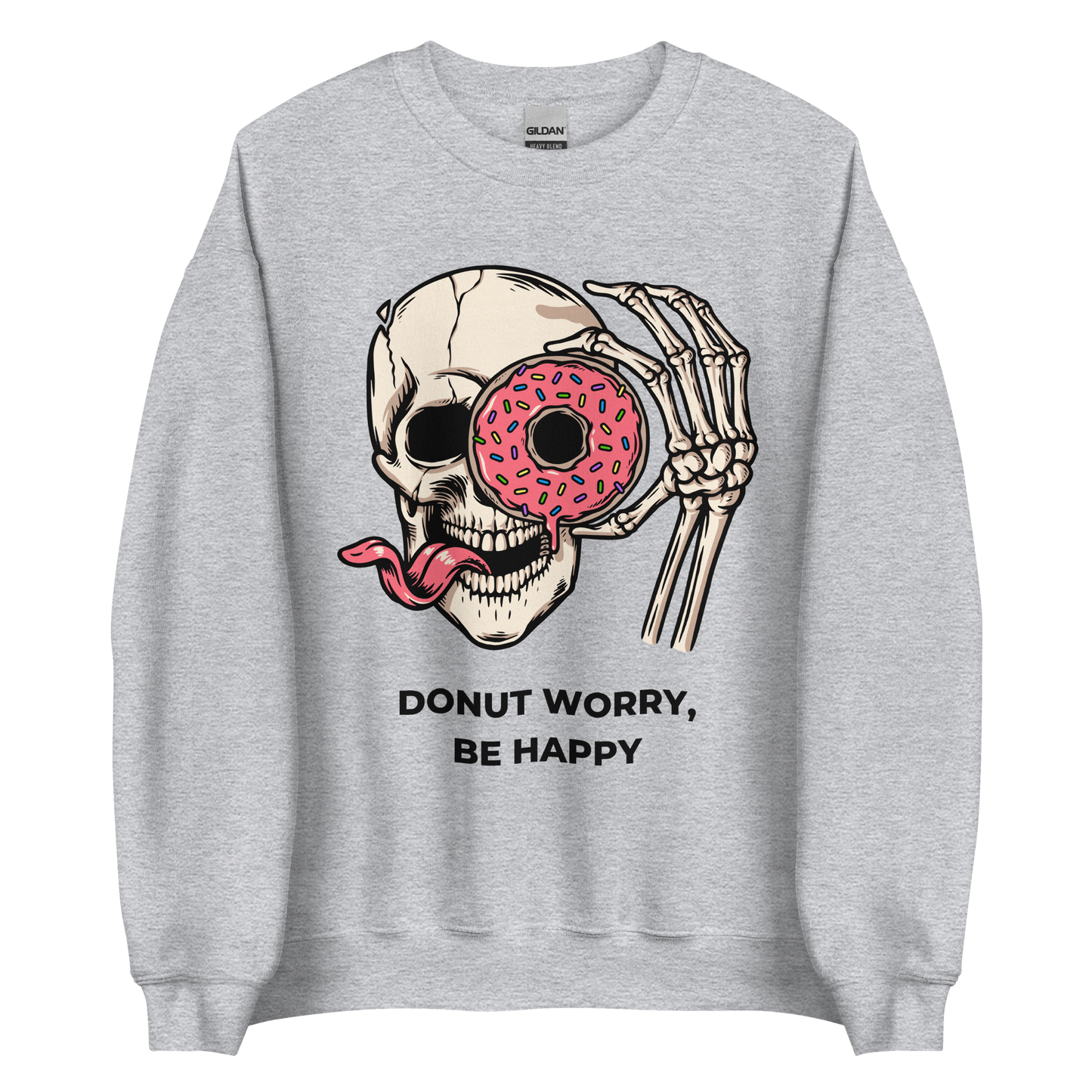 Donut Worry Be Happy Sweatshirt Online - Sport Grey - Boozy Fox