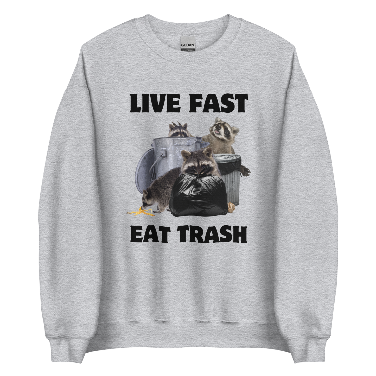 Live Fast Eat Trash Raccoon Sweatshirt Online - Sport Grey - Boozy Fox