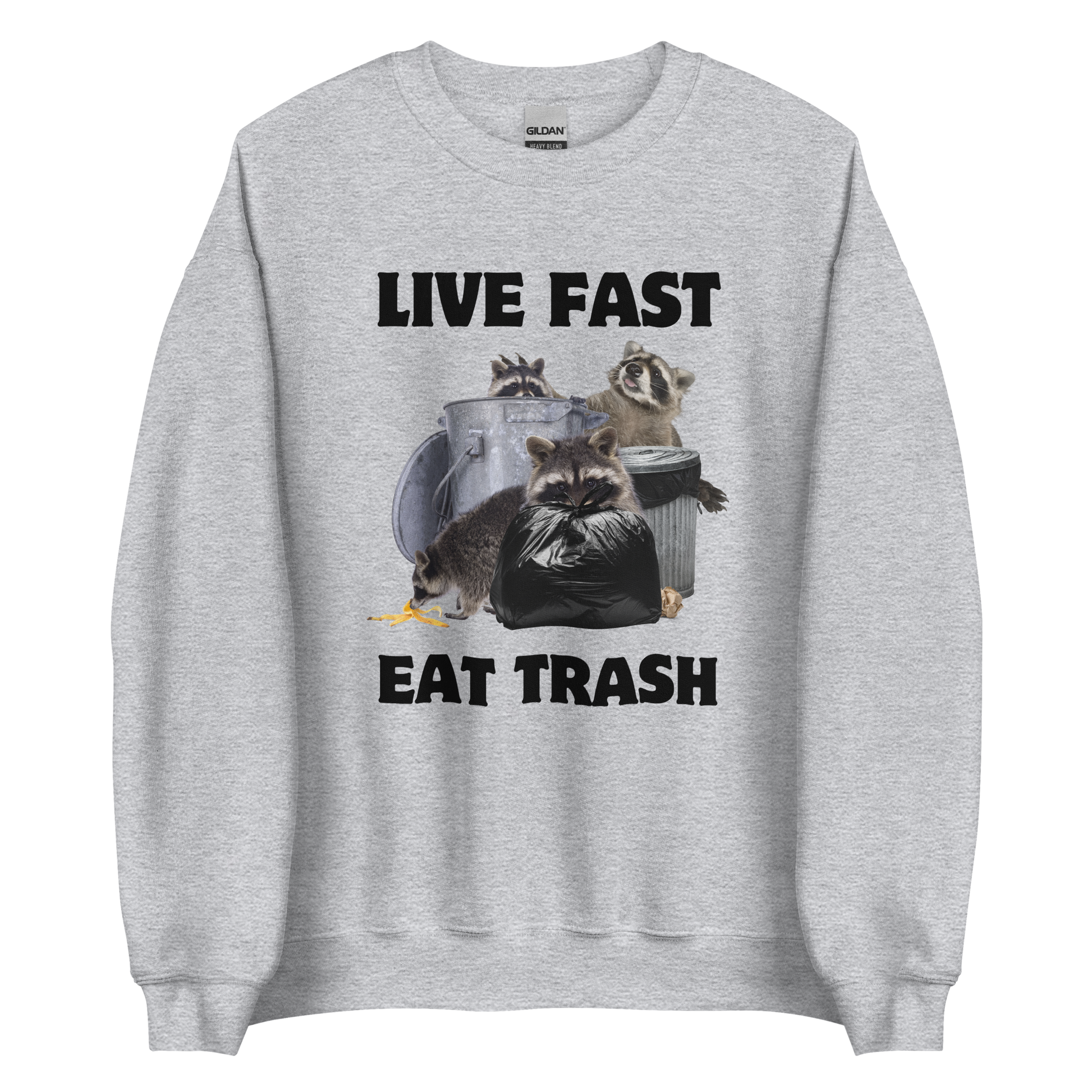 Live Fast Eat Trash Raccoon Sweatshirt Online - Sport Grey - Boozy Fox