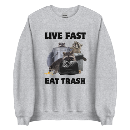 Live Fast Eat Trash Raccoon Sweatshirt Online - Sport Grey - Boozy Fox