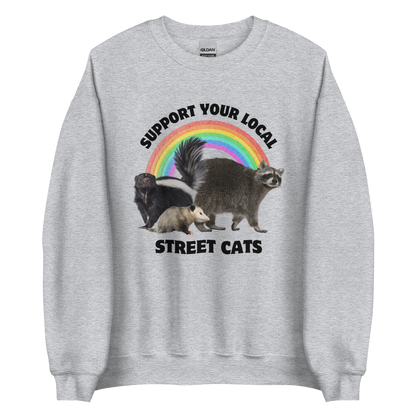 Support Your Local Street Cats Sweatshirt Online - Sport Grey - Boozy Fox