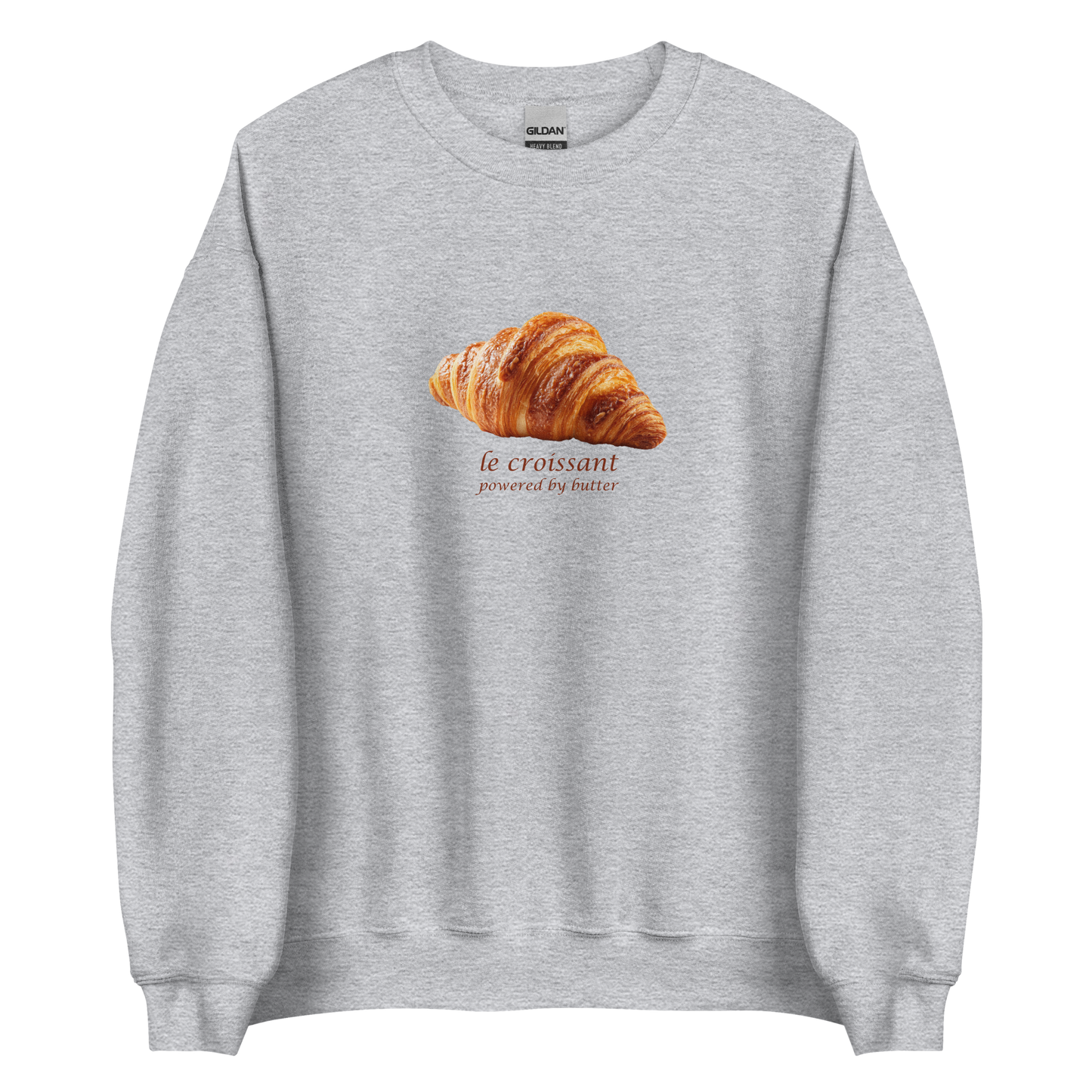Funny Le Croissant graphic sweatshirt in sport grey by Boozy Fox