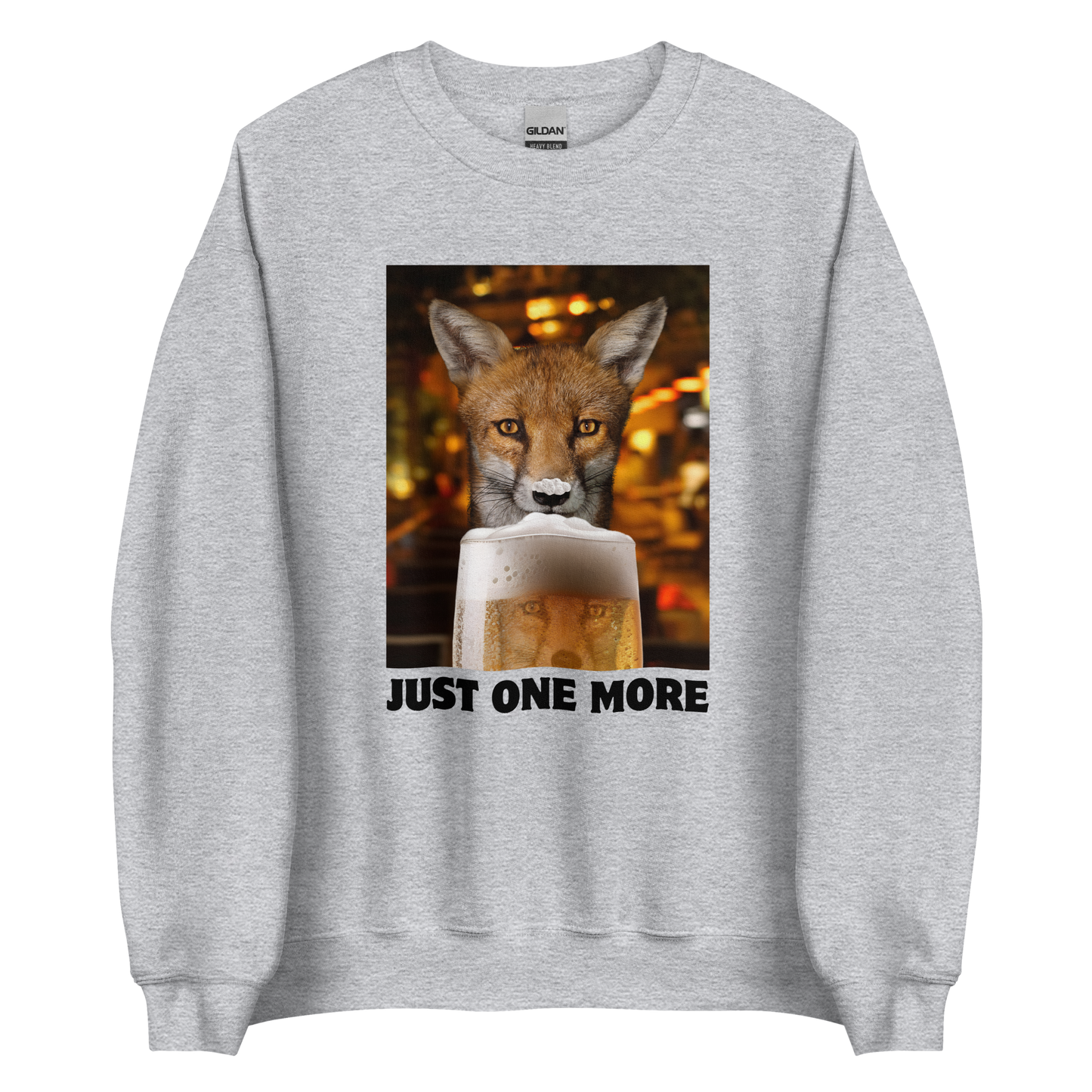 Funny Just One More Fox graphic sweatshirt in sport grey by Boozy Fox