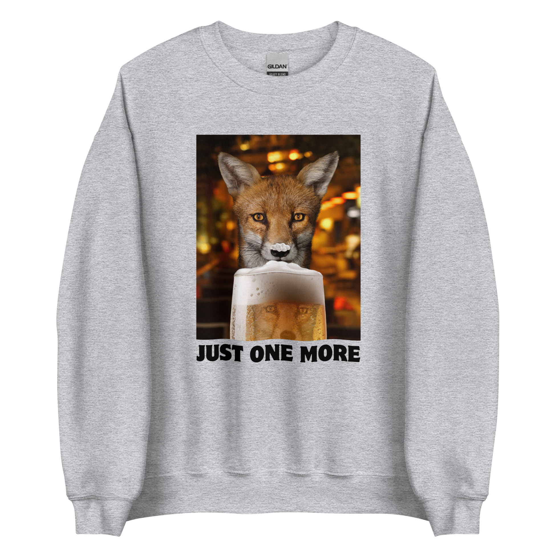 Funny Just One More Fox graphic sweatshirt in sport grey by Boozy Fox