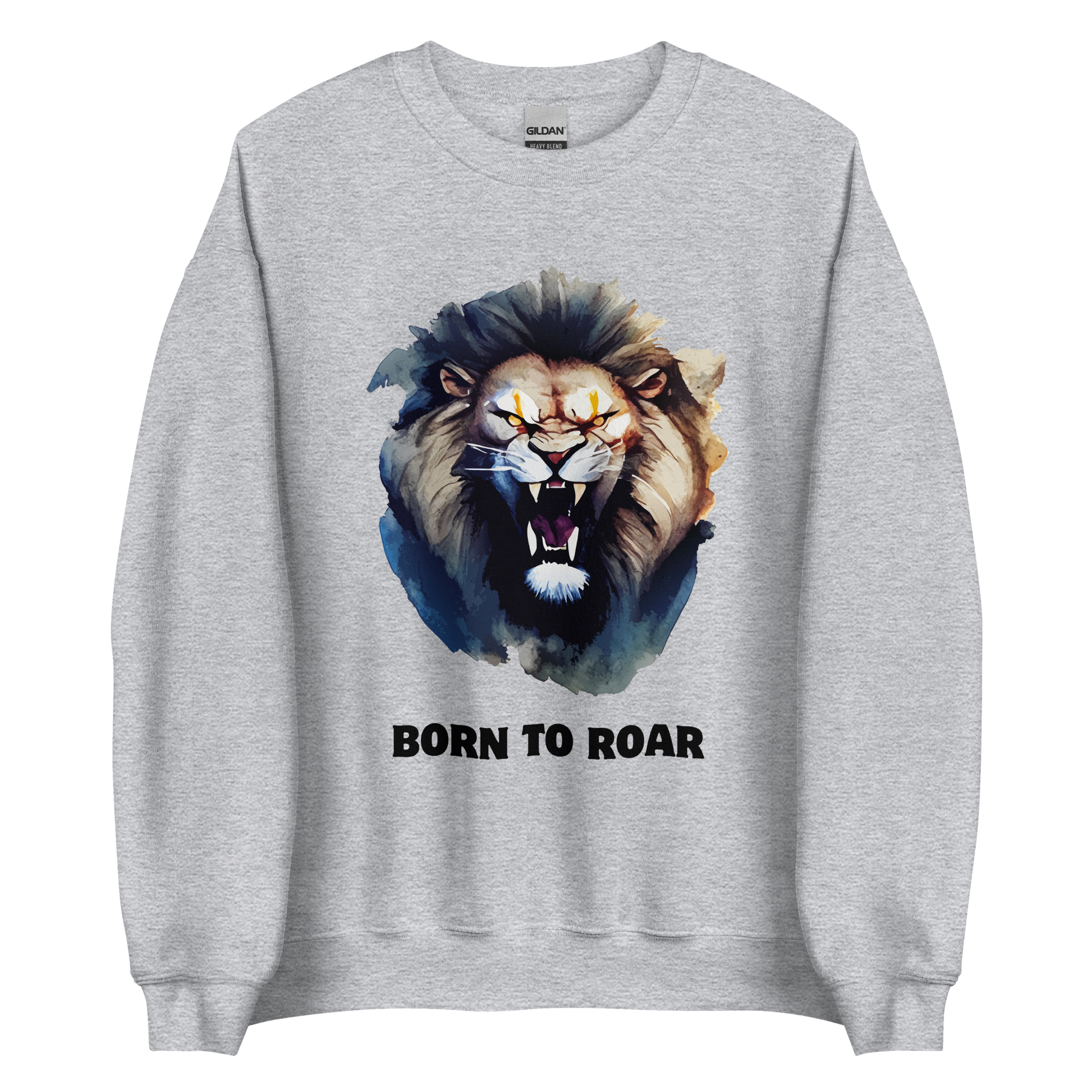 Funny Born to Roar Lion graphic sweatshirt in sport grey by Boozy Fox