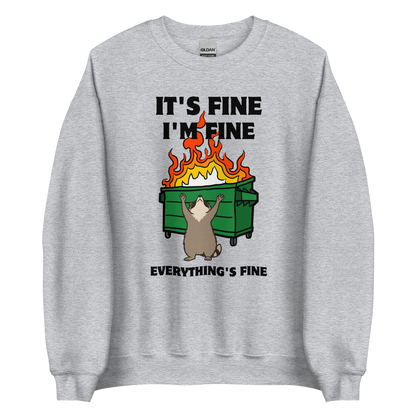 Funny Dumpster Fire Raccoon graphic sweatshirt in sport grey by Boozy Fox