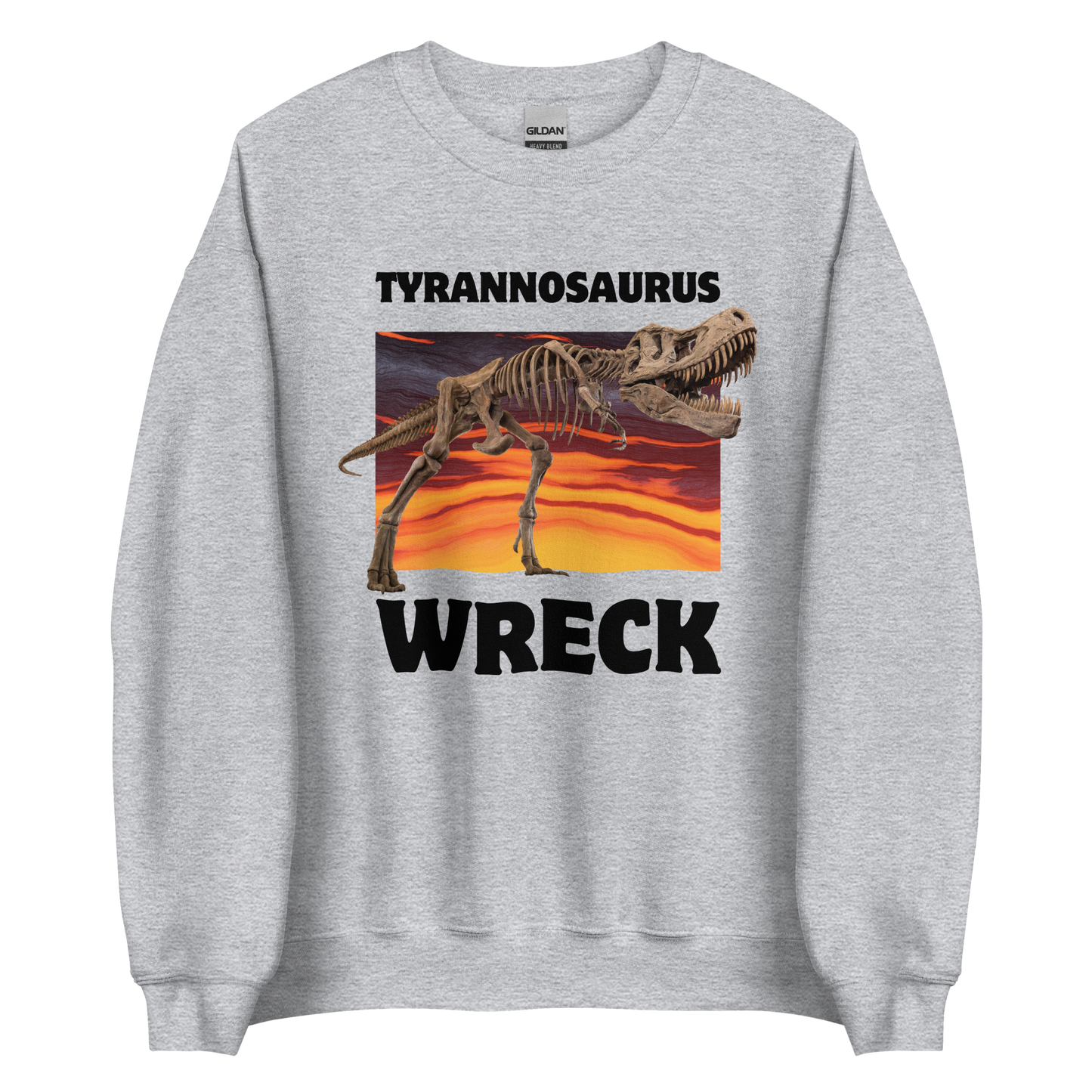Funny Tyrannosaurus Wreck T-Rex Dinosaur graphic sweatshirt in sport grey by Boozy Fox