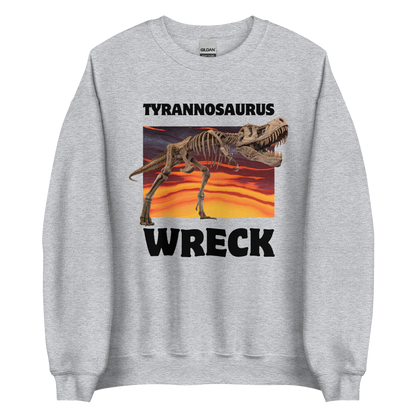 Funny Tyrannosaurus Wreck T-Rex Dinosaur graphic sweatshirt in sport grey by Boozy Fox