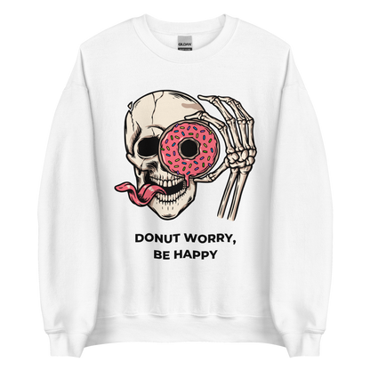 Donut Worry Be Happy Sweatshirt Online - White - Boozy Fox