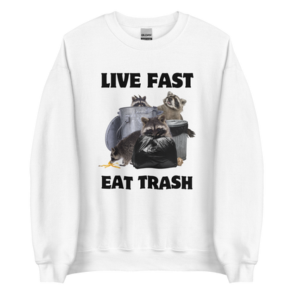 Live Fast Eat Trash Raccoon Sweatshirt Online - White - Boozy Fox