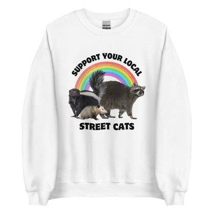 Support Your Local Street Cats Sweatshirt Online - White - Boozy Fox