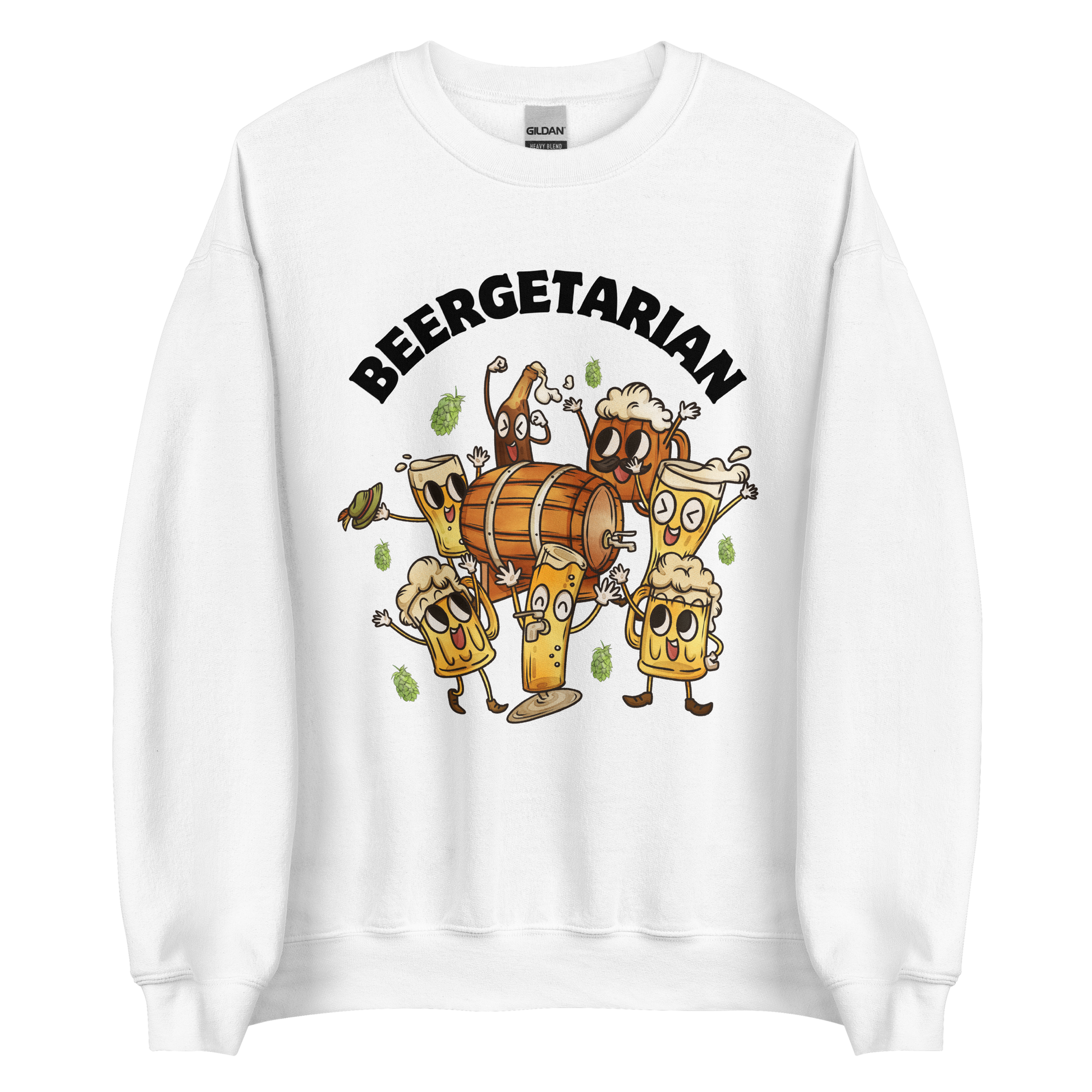 Beergetarian Beer Sweatshirt Online - White - Boozy Fox