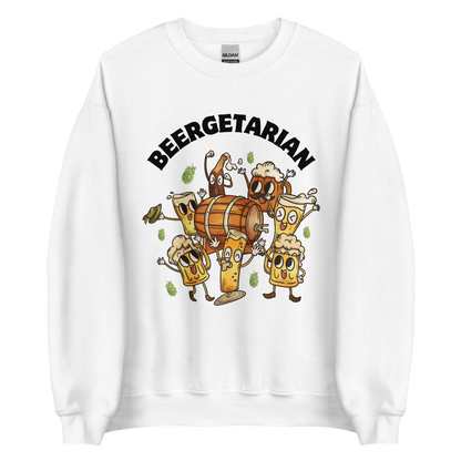 Beergetarian Beer Sweatshirt Online - White - Boozy Fox