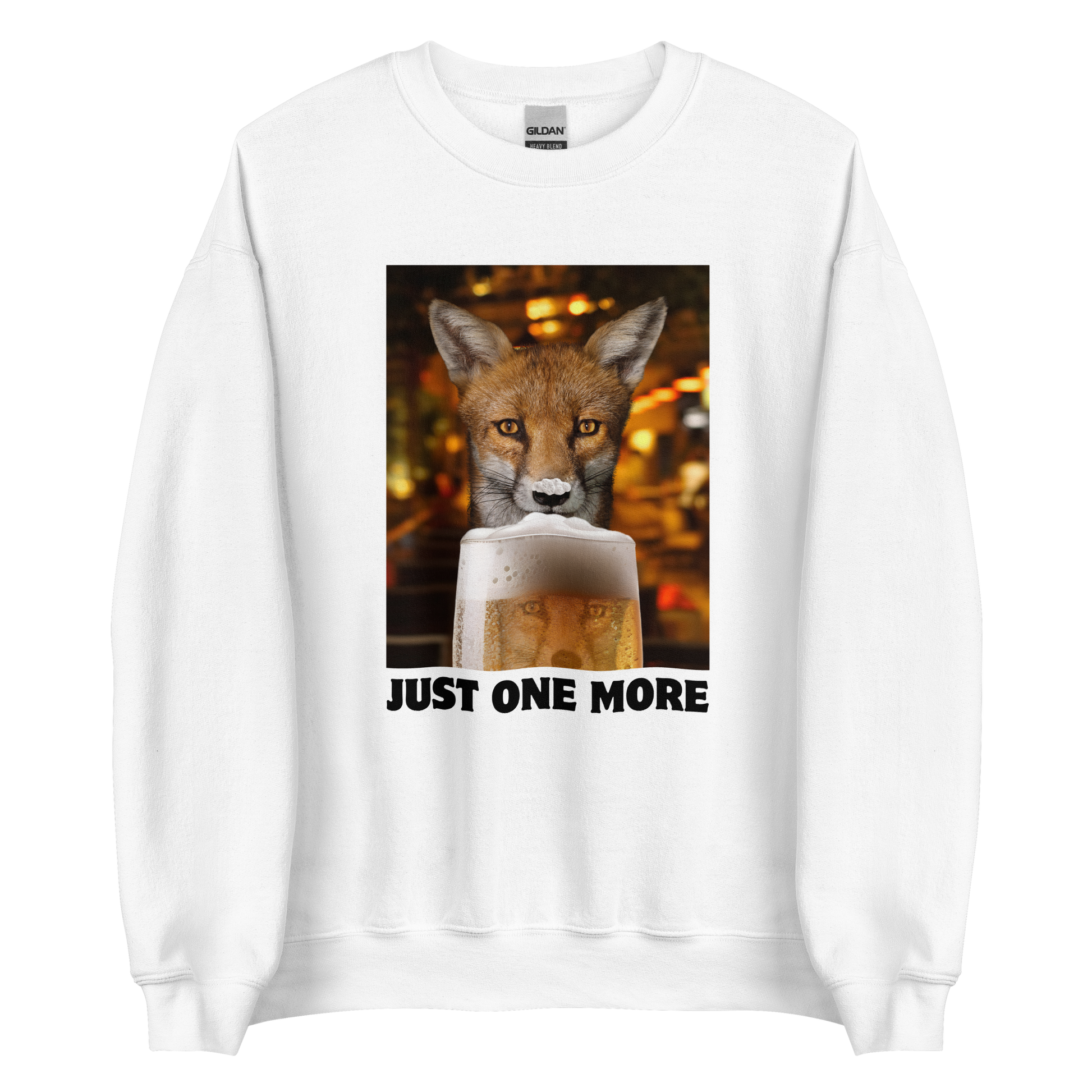 Funny Just One More Fox graphic sweatshirt in white by Boozy Fox