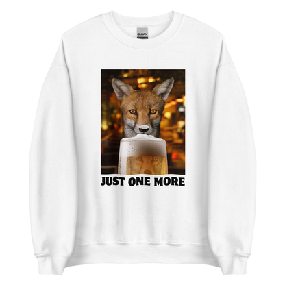 Funny Just One More Fox graphic sweatshirt in white by Boozy Fox