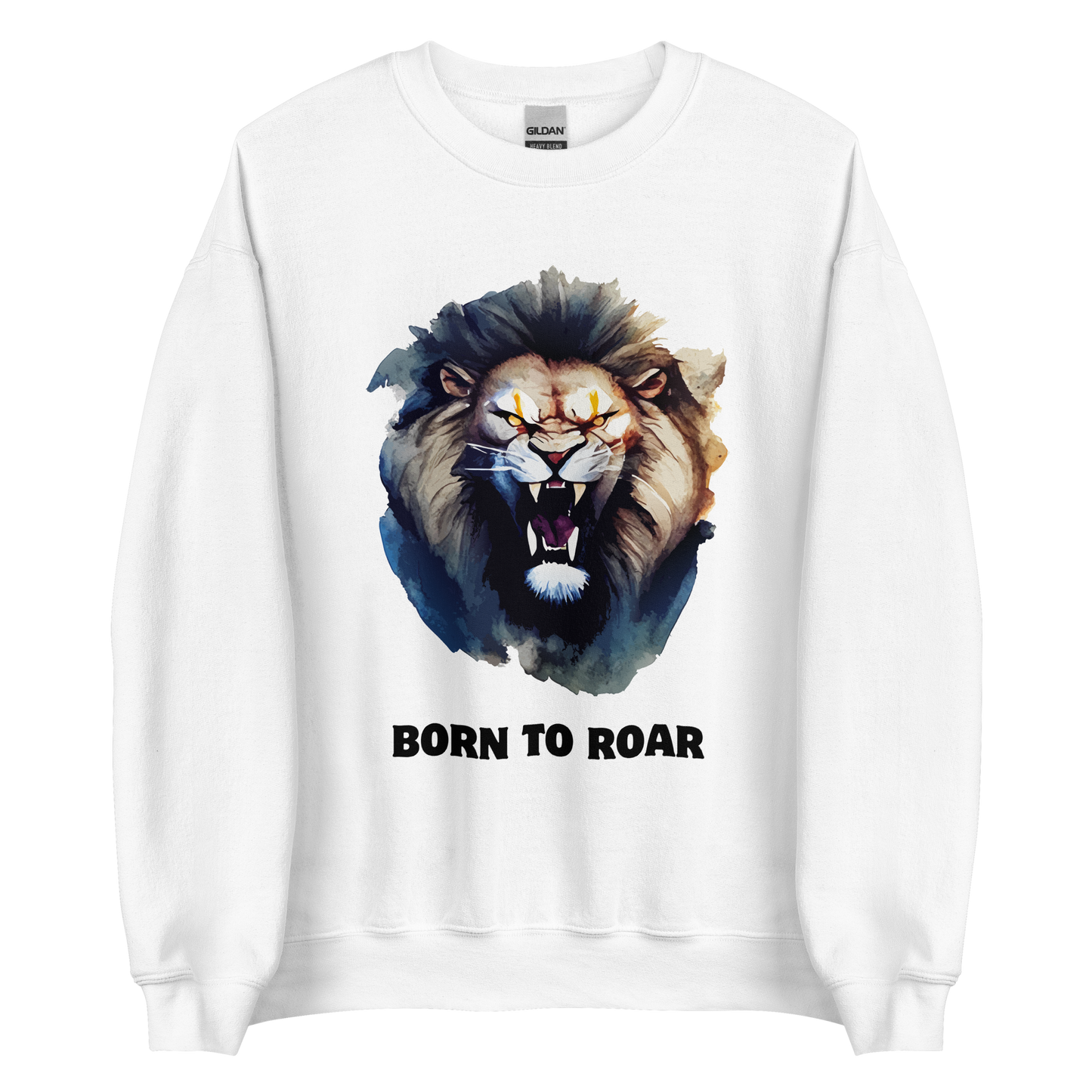 Funny Born to Roar Lion graphic sweatshirt in White by Boozy Fox