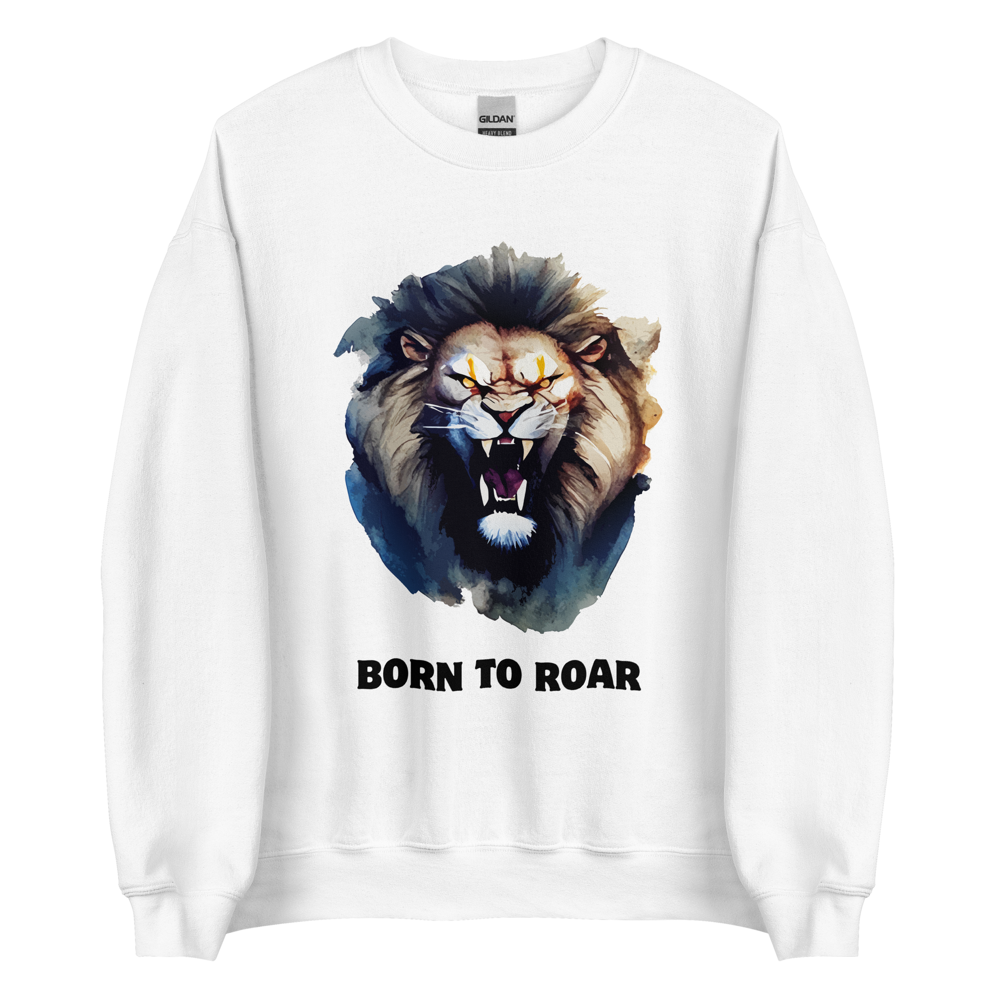 Funny Born to Roar Lion graphic sweatshirt in White by Boozy Fox