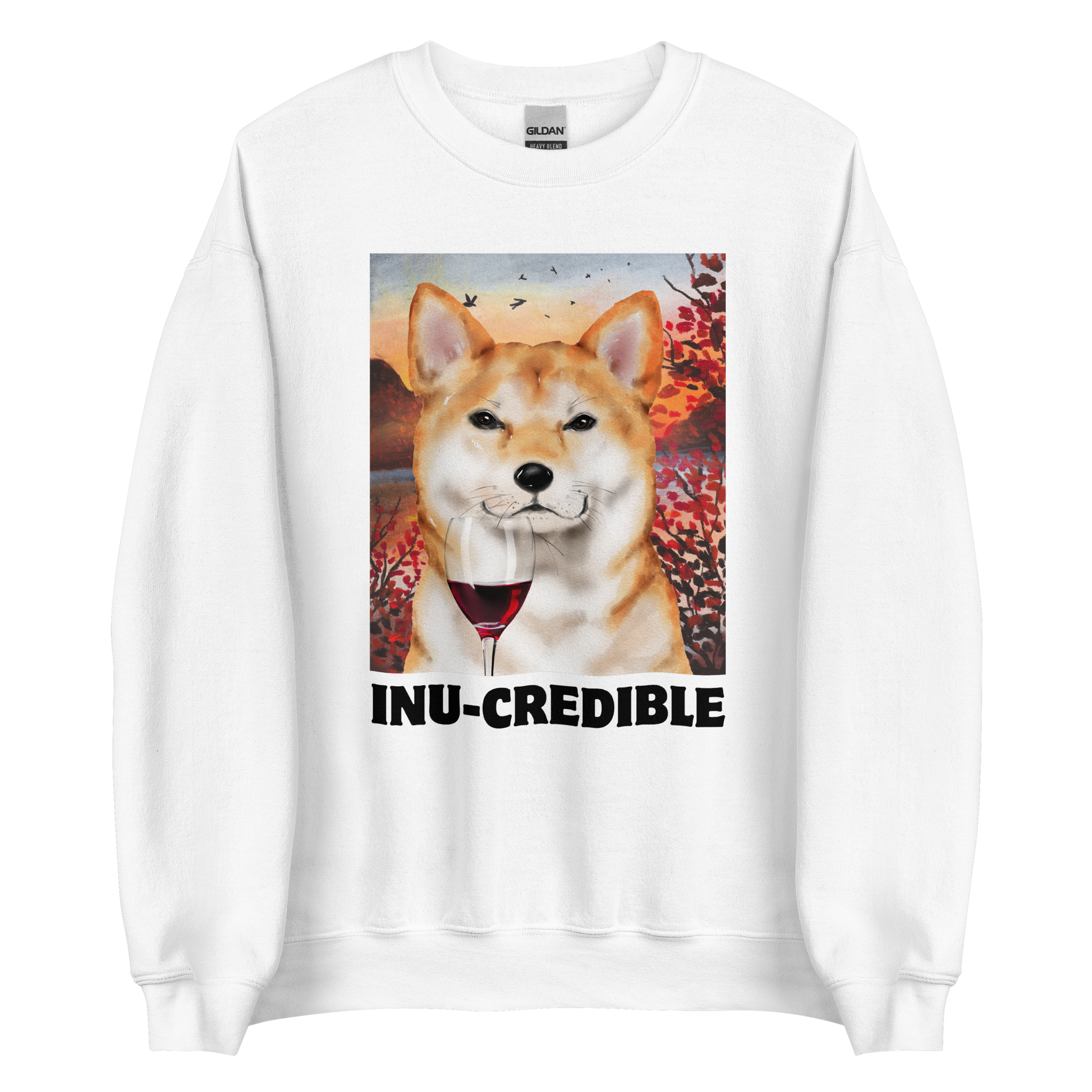 Funny Shiba Inu graphic sweatshirt in white by Boozy Fox