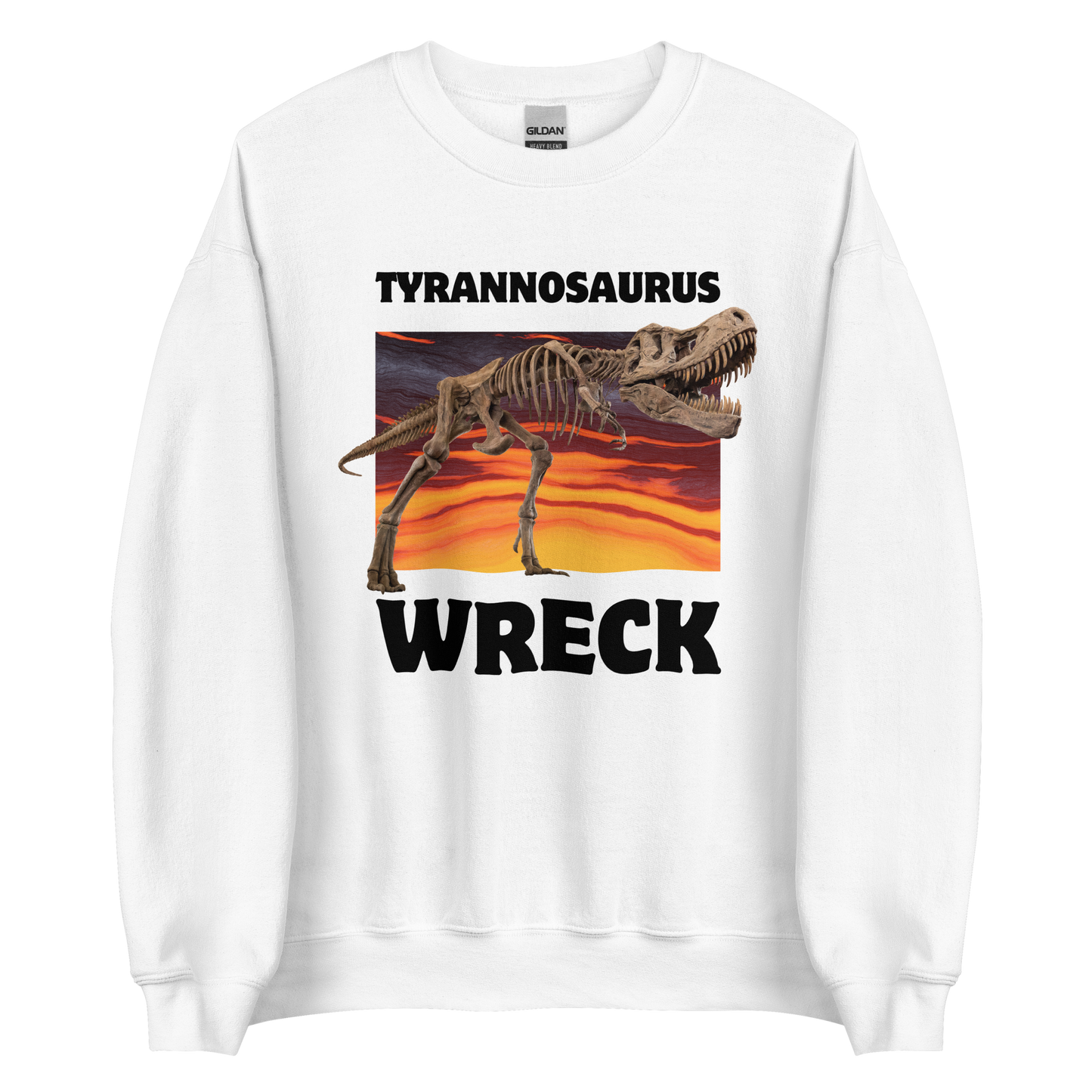 Funny Tyrannosaurus Wreck T-Rex Dinosaur graphic sweatshirt in white by Boozy Fox