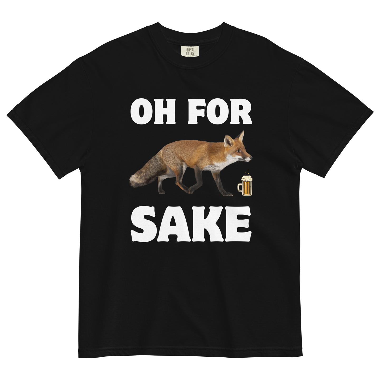 Oh For Fox Sake Heavyweight T-Shirt Online - Black - Boozy Fox