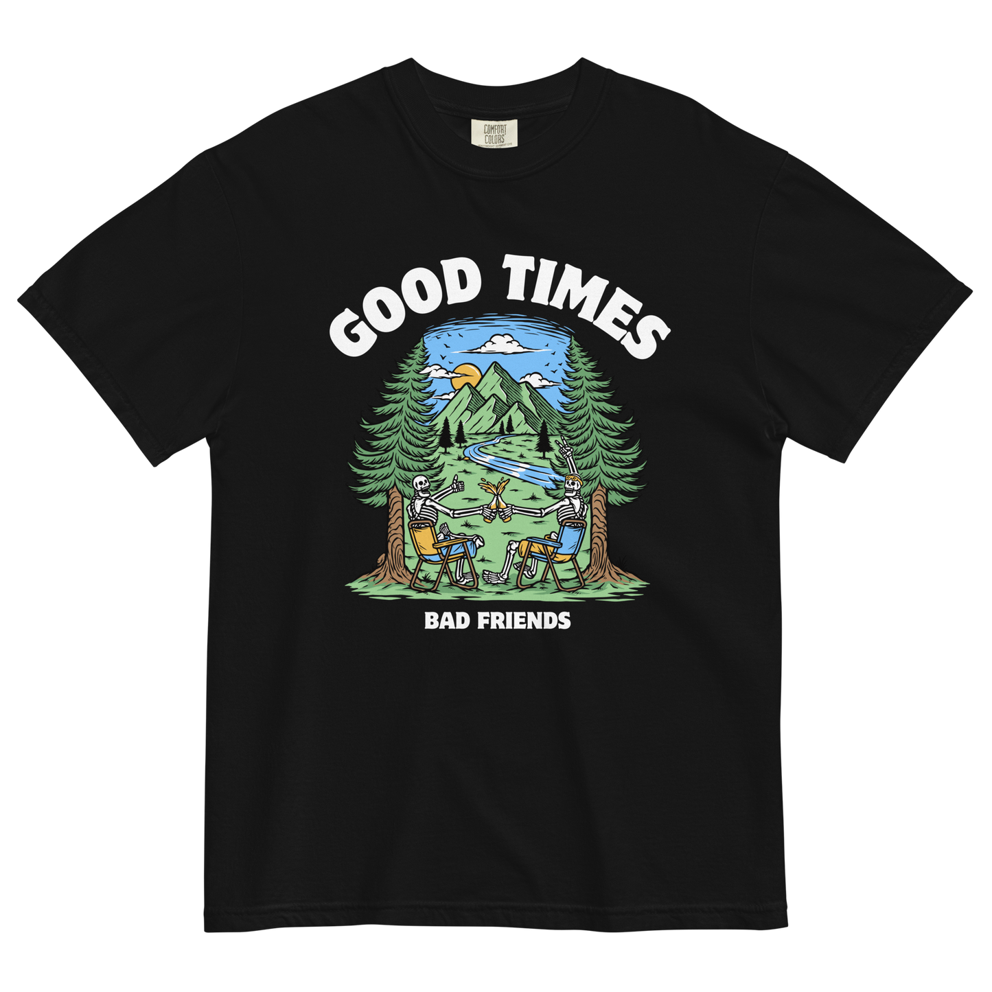 Good Times Bad Friends Heavyweight T-Shirt Online - Black - Boozy Fox