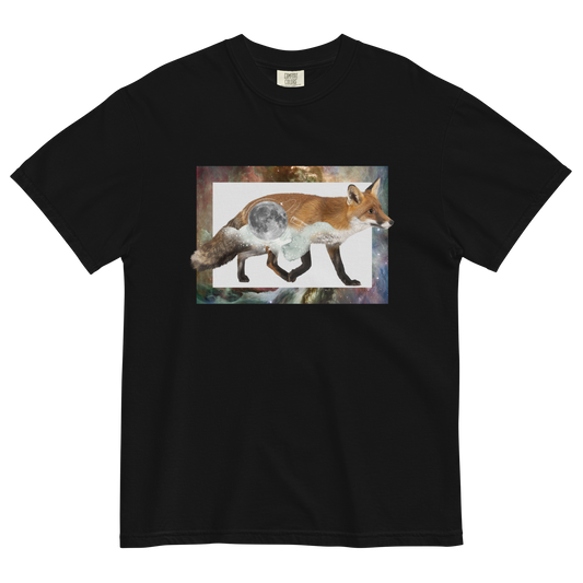 Space Fox Heavyweight T-Shirt Online - Black - Boozy Fox