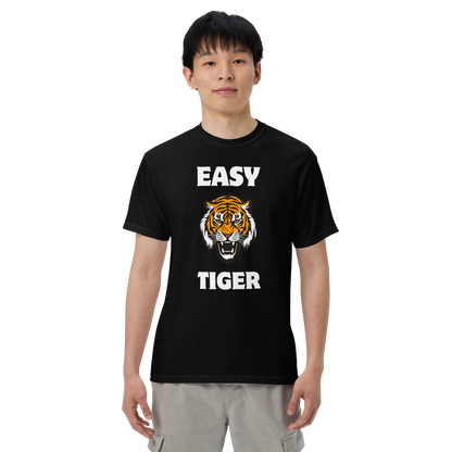 Man wearing a black Easy Tiger Heavyweight T-Shirt - Boozy Fox