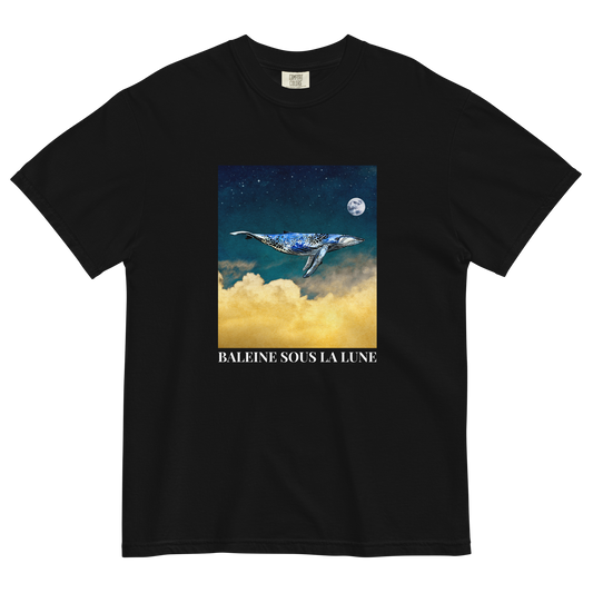 Whale Under The Moon Heavyweight T-Shirt Online - Black - Boozy Fox