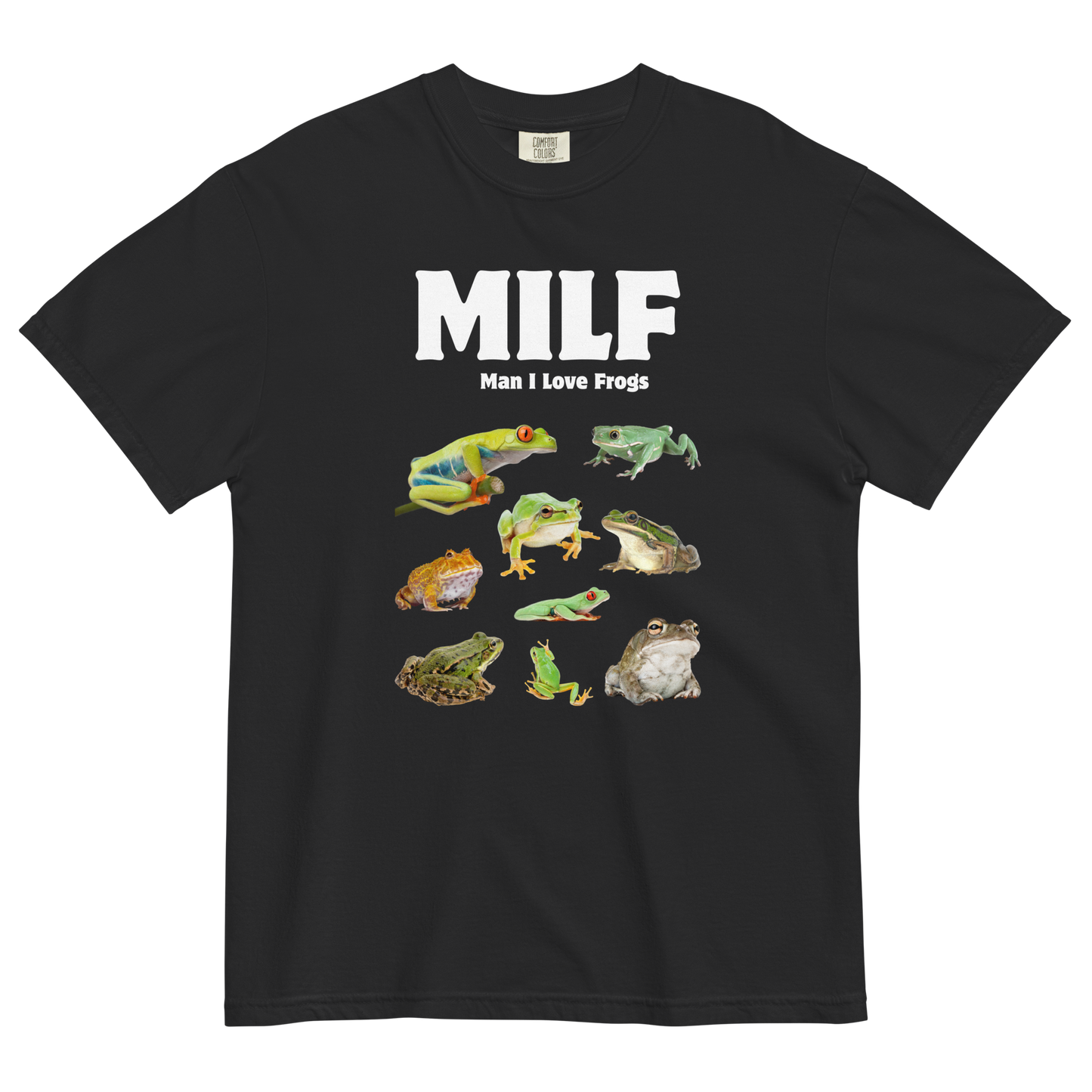 Man I Love Frogs Heavyweight T-Shirt Online - Black - Boozy Fox