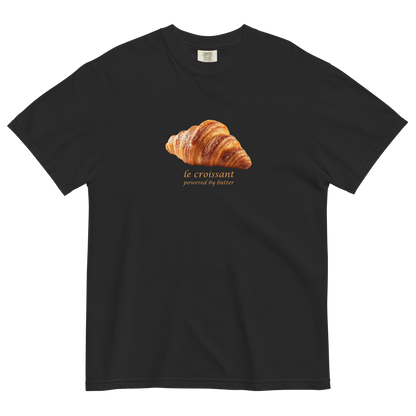 Funny Le Croissant heavyweight graphic t-shirt in black by Boozy Fox