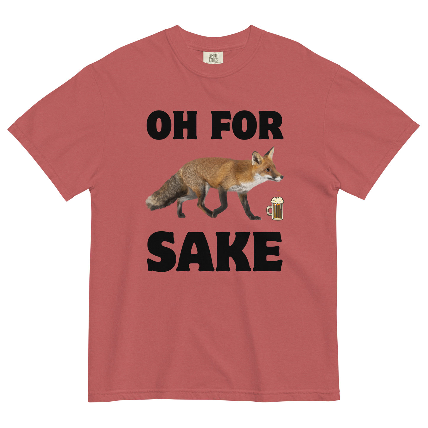 Oh For Fox Sake Heavyweight T-Shirt Online - Crimson - Boozy Fox