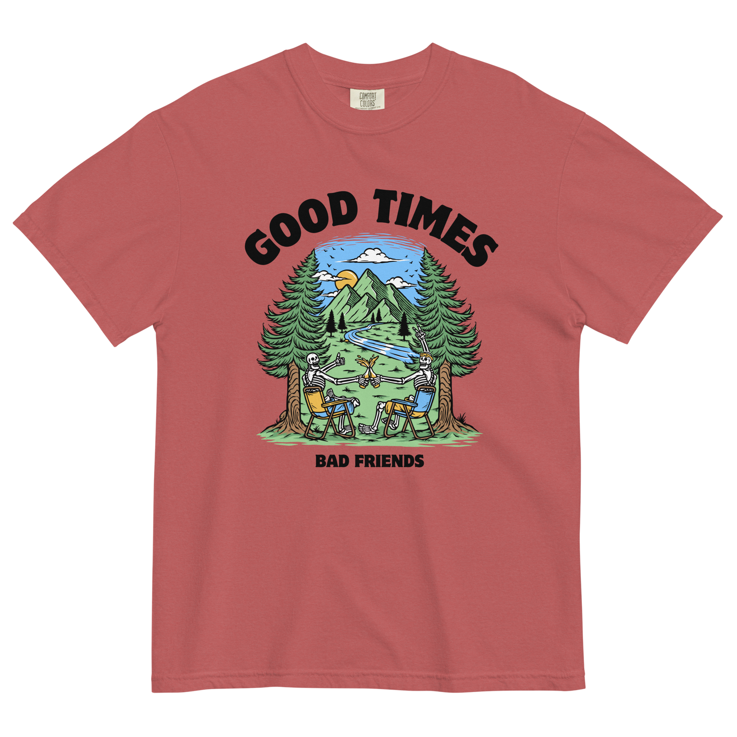 Good Times Bad Friends Heavyweight T-Shirt Online - Crimson - Boozy Fox