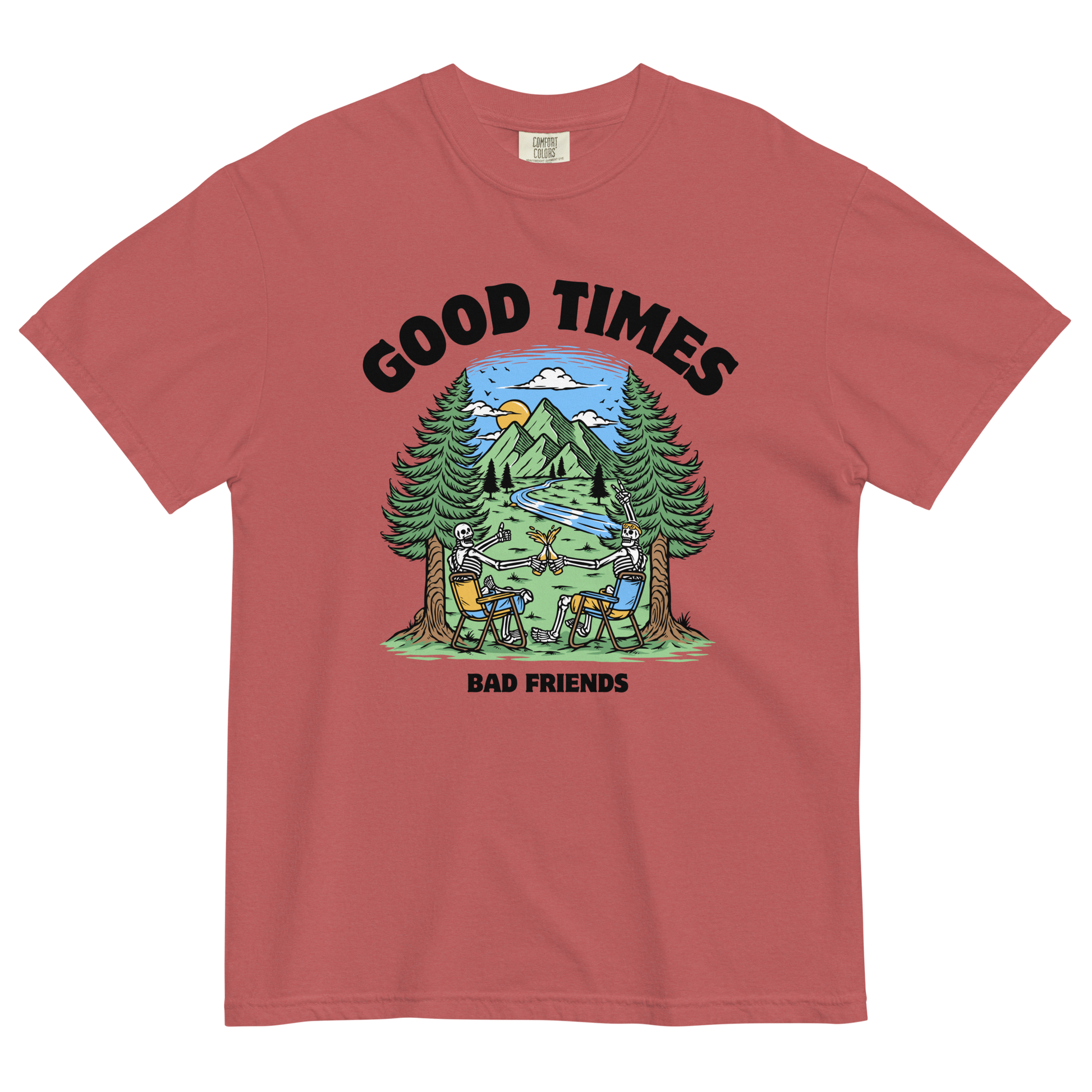 Good Times Bad Friends Heavyweight T-Shirt Online - Crimson - Boozy Fox