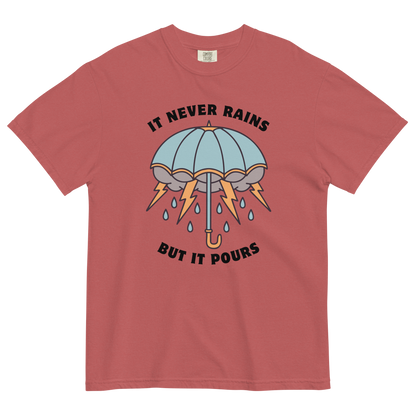 It Never Rains But It Pours Heavyweight T-Shirt Online - Crimson - Boozy Fox