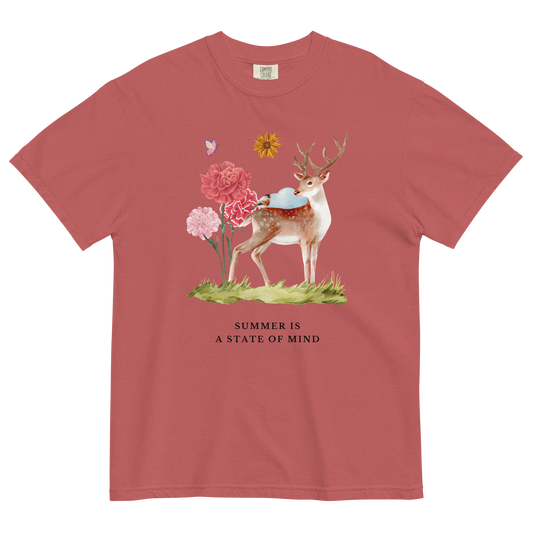 Summer Is a State of Mind Heavyweight T-Shirt Online - Crimson - Boozy Fox