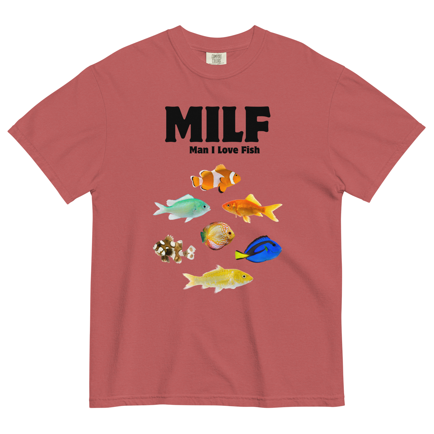 Man I Love Fish Heavyweight T-Shirt Online - Crimson Red - Boozy Fox