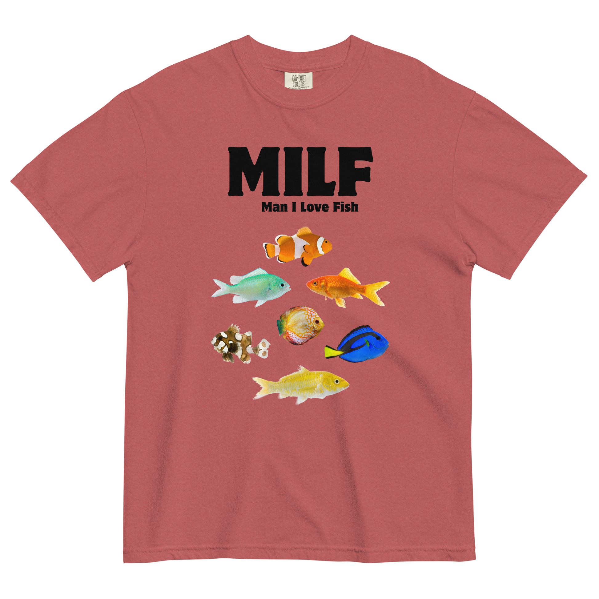 Man I Love Fish Heavyweight T-Shirt Online - Crimson Red - Boozy Fox