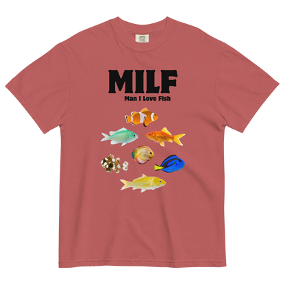 Man I Love Fish Heavyweight T-Shirt Online - Crimson Red - Boozy Fox