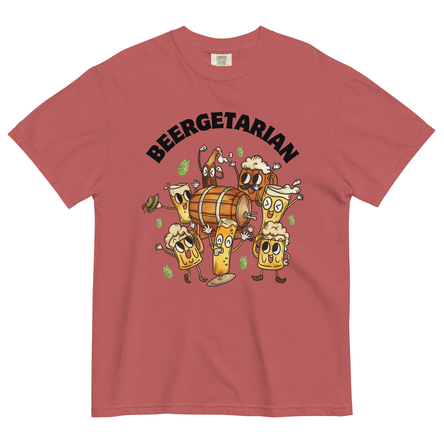 Beergetarian Beer Heavyweight T-Shirt Online - Crimson Red - Boozy Fox
