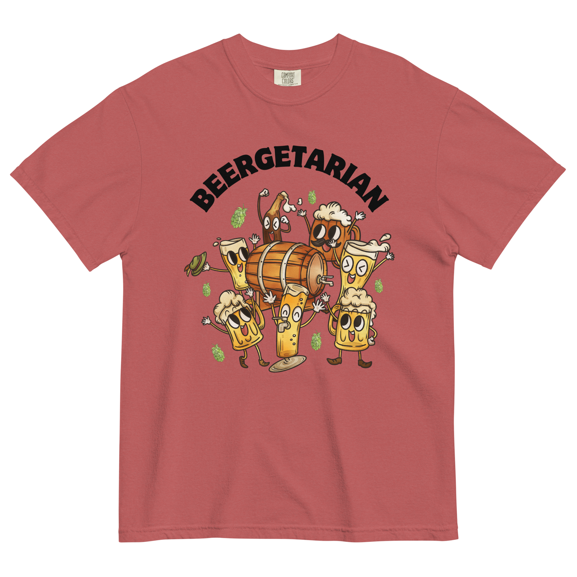 Beergetarian Beer Heavyweight T-Shirt Online - Crimson Red - Boozy Fox