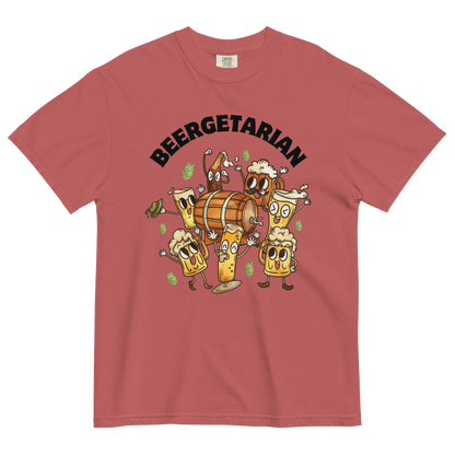 Beergetarian Beer Heavyweight T-Shirt Online - Crimson Red - Boozy Fox