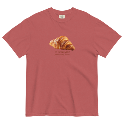 Funny Le Croissant heavyweight graphic t-shirt in crimson red by Boozy Fox