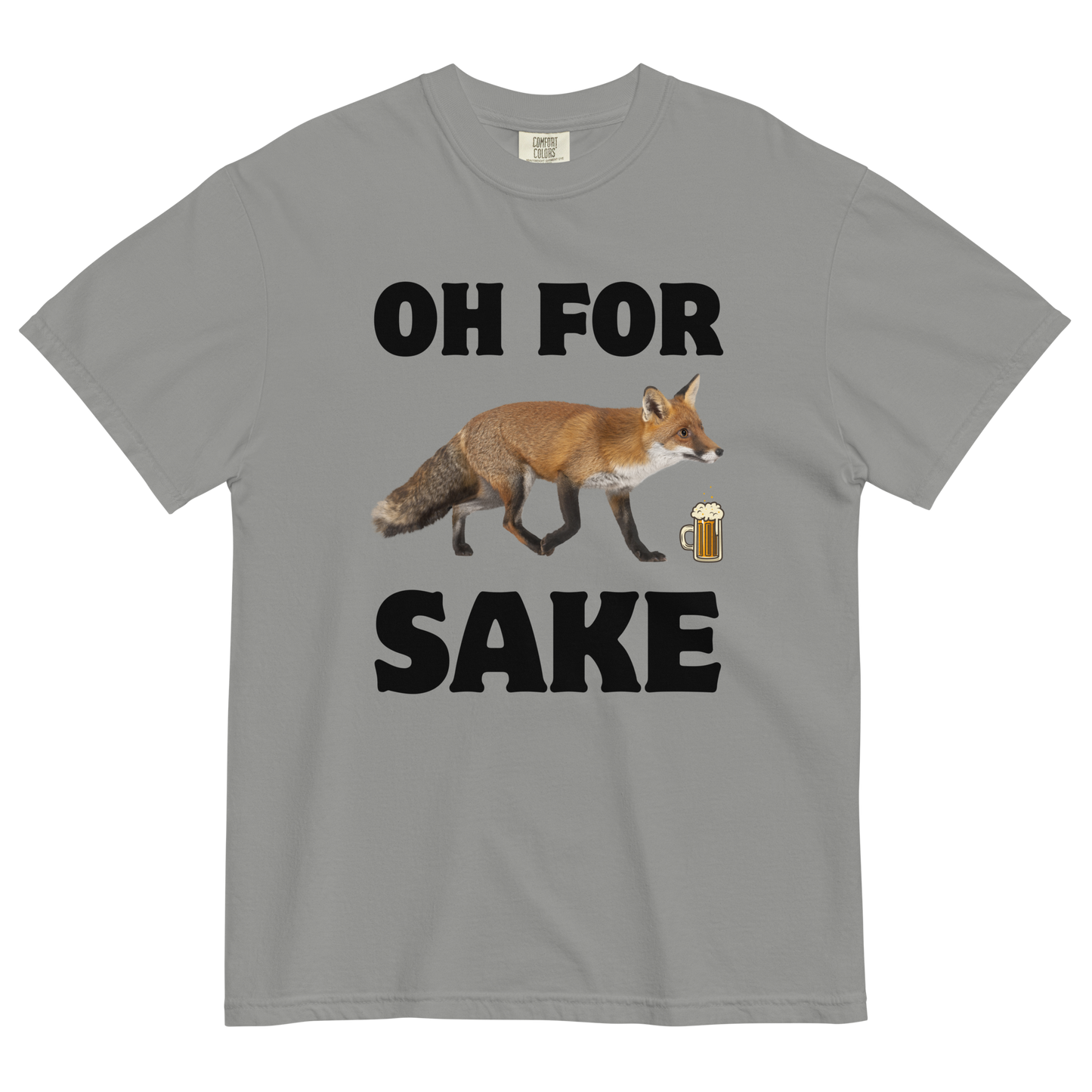 Oh For Fox Sake Heavyweight T-Shirt Online - Grey - Boozy Fox