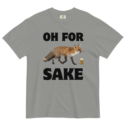 Oh For Fox Sake Heavyweight T-Shirt Online - Grey - Boozy Fox